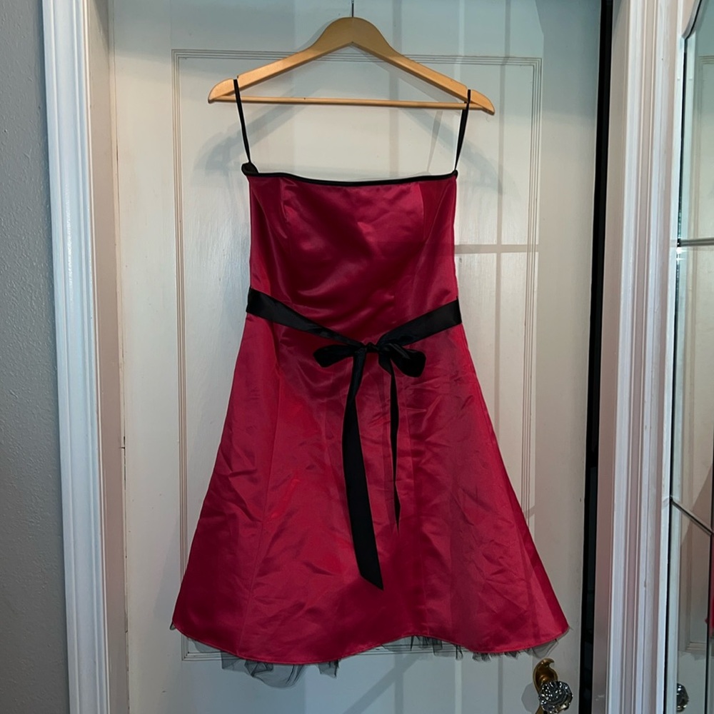 90s Jessica McClintock Gunne Sax strapless dress hot pink